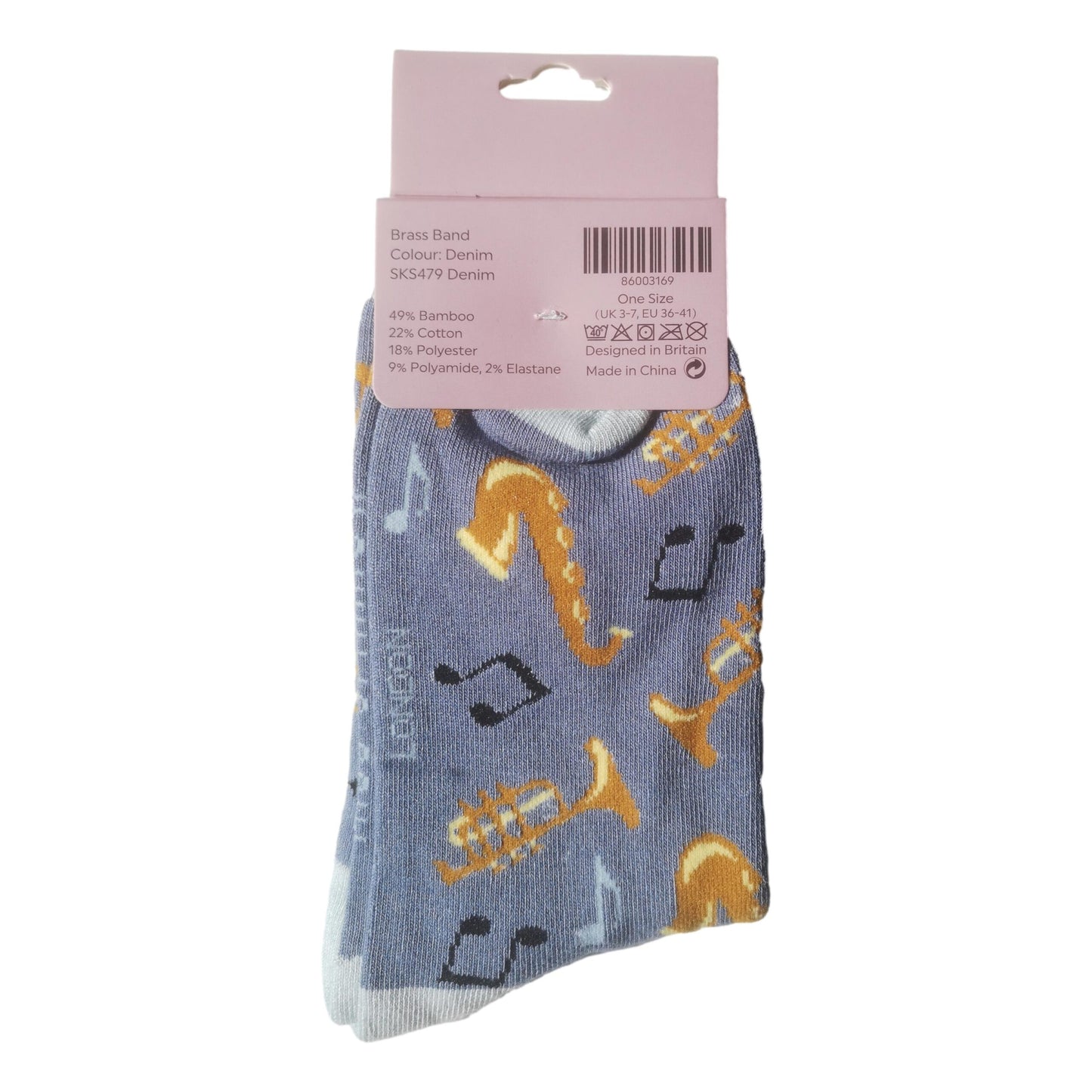 Jazz Band on Denim Womens Novelty Ankle Socks Adult One Size image 4