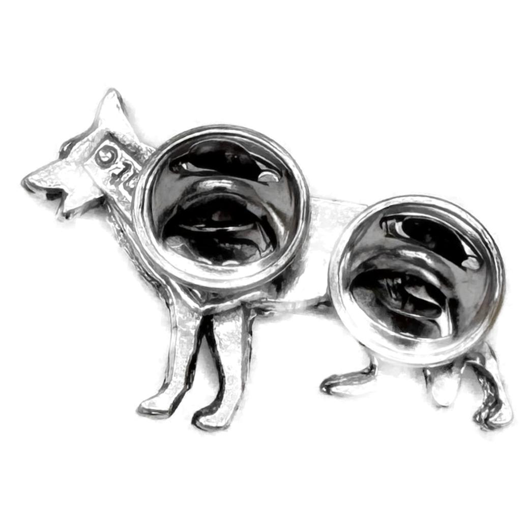 German Shepherd Dog polished pewter metal lapel pin badge image 2