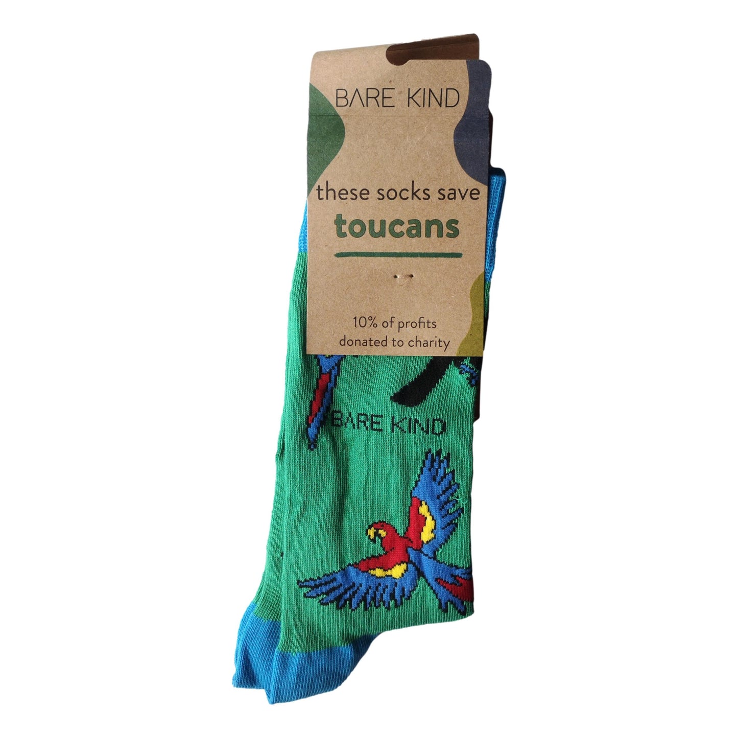 Save The Toucans Green Unisex Novelty Ankle Socks Adult UK Size 7-11 image 1