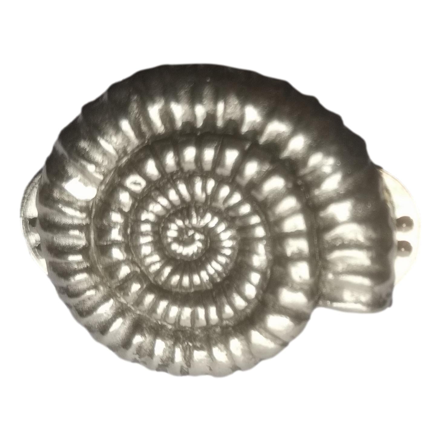 Ammonite Fossil polished pewter metal lapel pin badge image 1