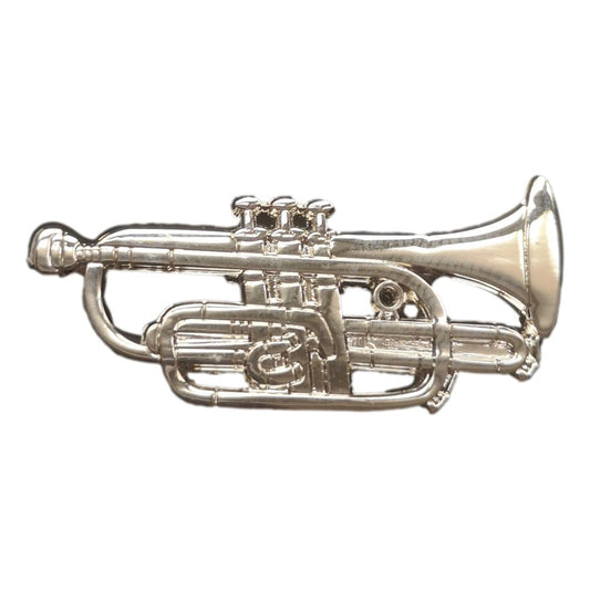 Polished Cornet silver-plated pin badge image 0