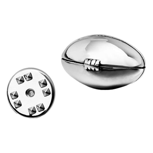 Rugby Ball silver-plated lapel pin in padded gift box image 0