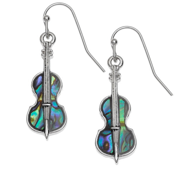 Cello Paua shell rhodium-plated pendant and earrings set image 2