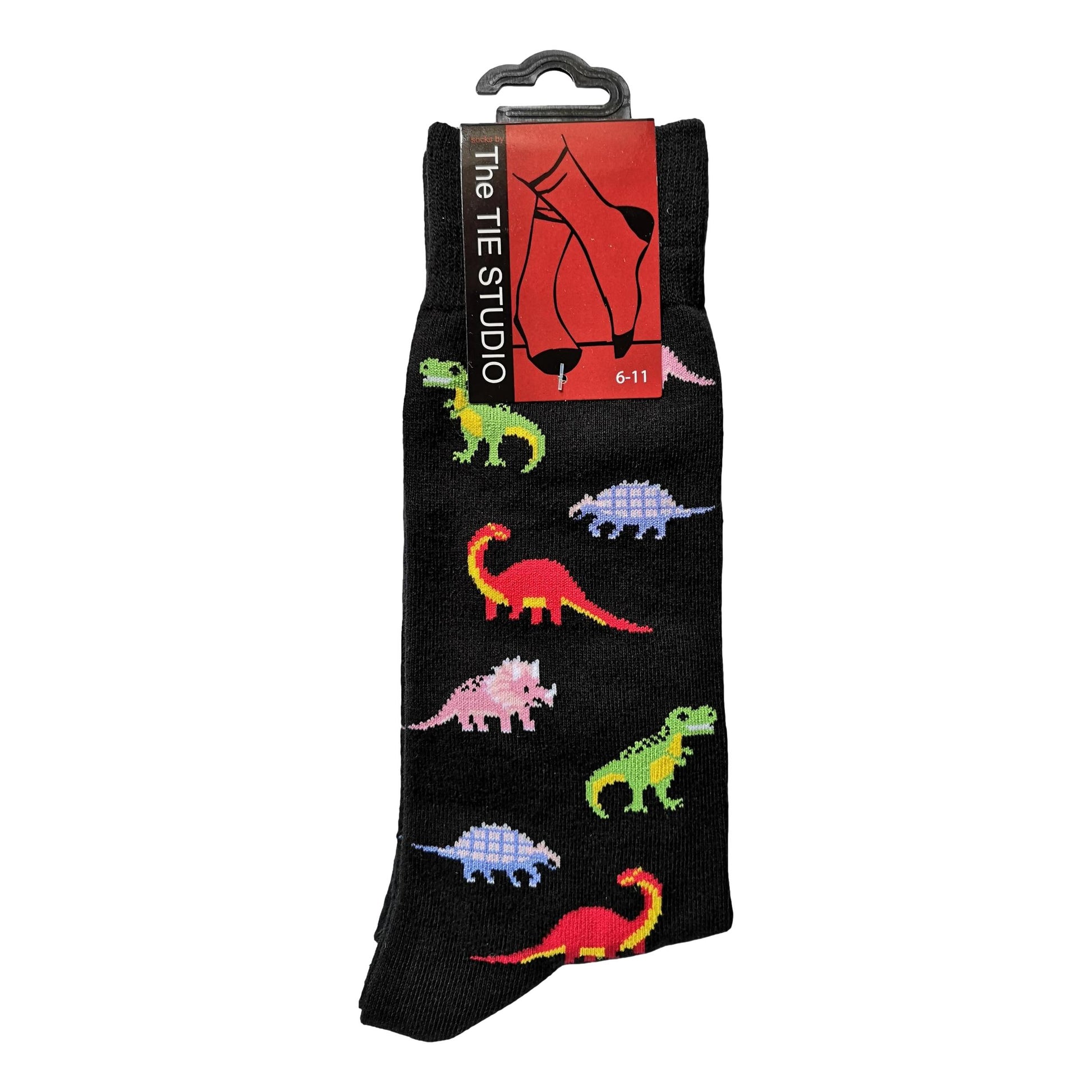 Dinosaurs on Black Unisex Novelty Ankle Socks Adult Size 6-11 image 0