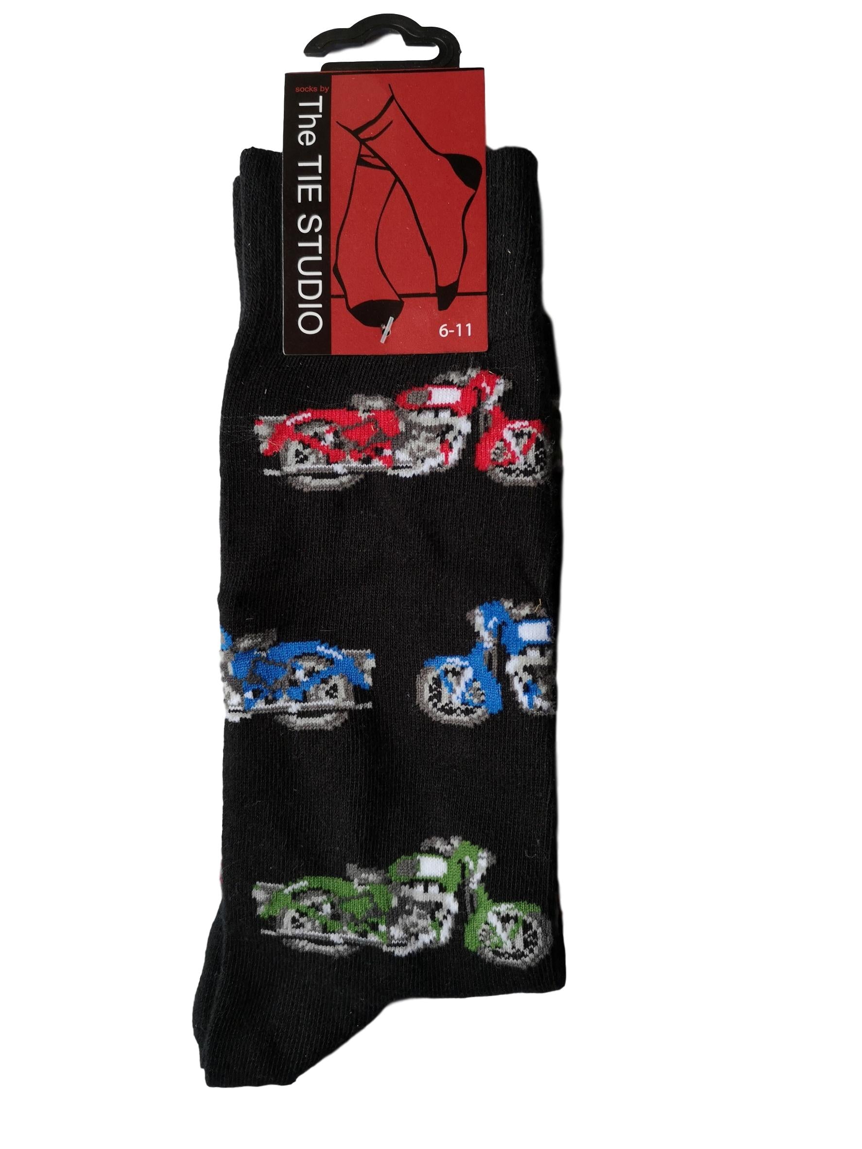 Coloured Classic British Motorbikes Black Unisex Novelty Ankle Socks Size 6-11 image 0
