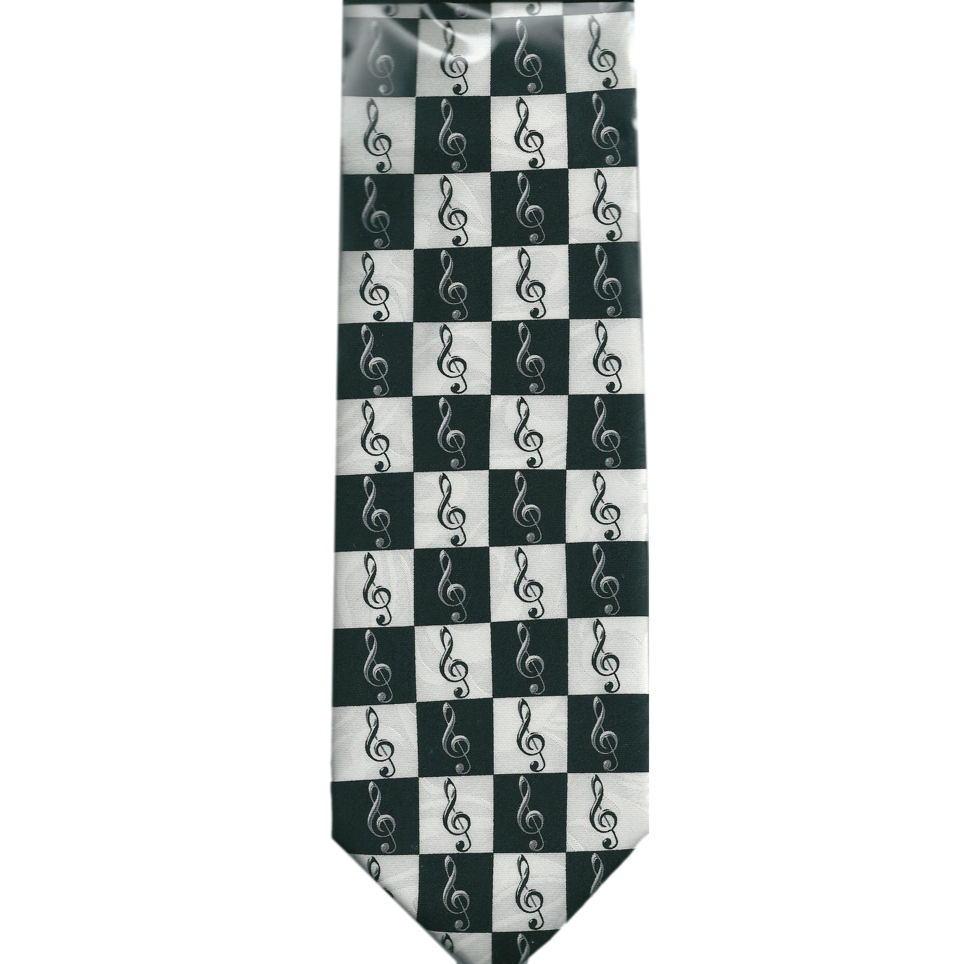 Treble Clefs Black/White Sleeved Polyester Novelty Tie Student Teacher Music image 0