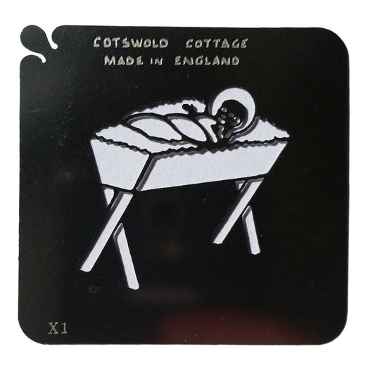 Stainless Steel Baby in a Manger X1 decorating / card making stencil image 0