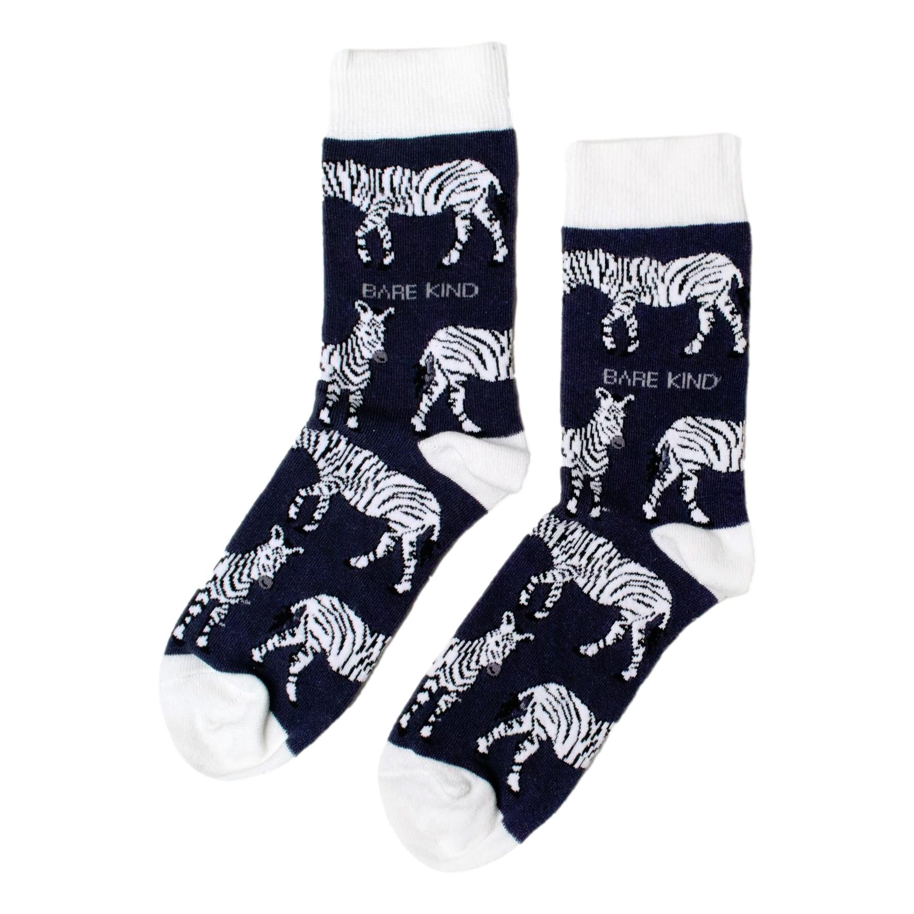 Save The Zebras Black Unisex Novelty Ankle Socks Adult UK Size 7-11 image 0