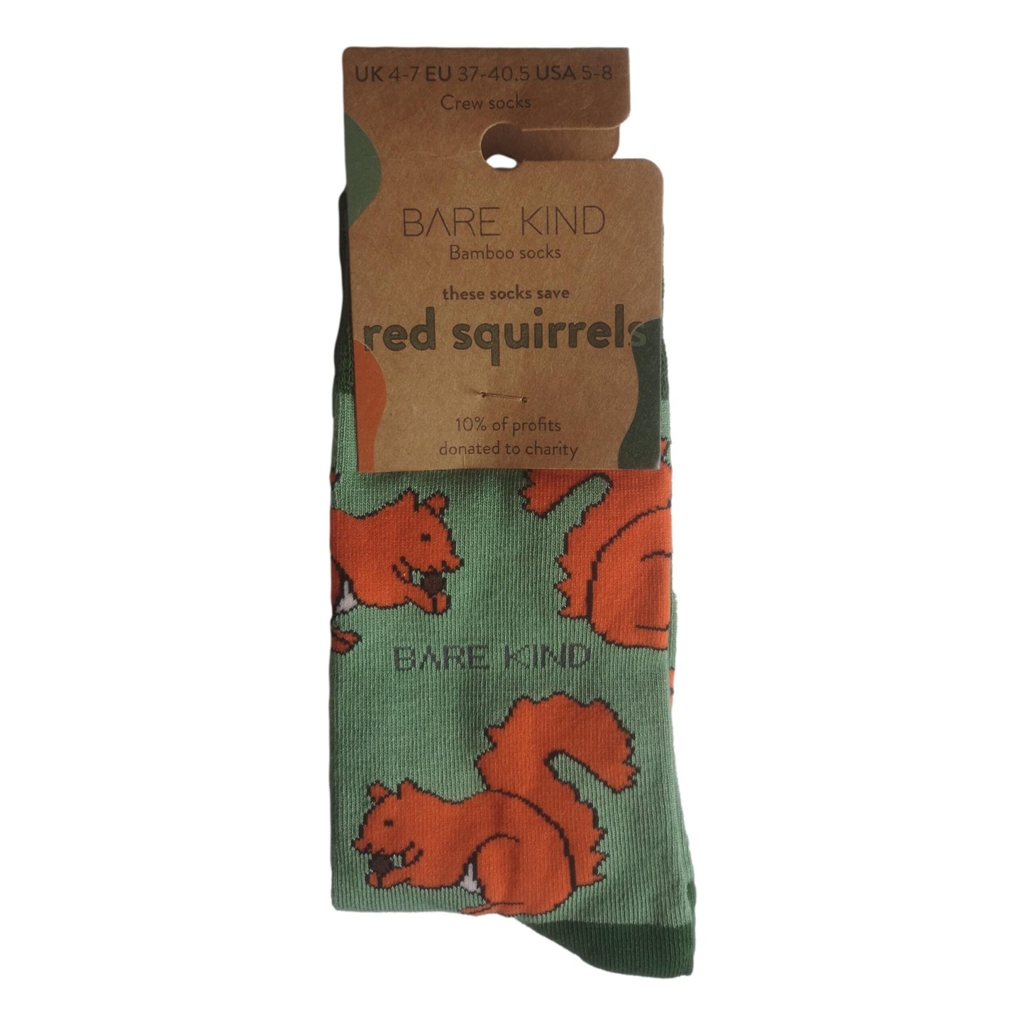 Save The Red Squirrels Green Unisex Novelty Ankle Socks Adult UK Size 4-7 image 1