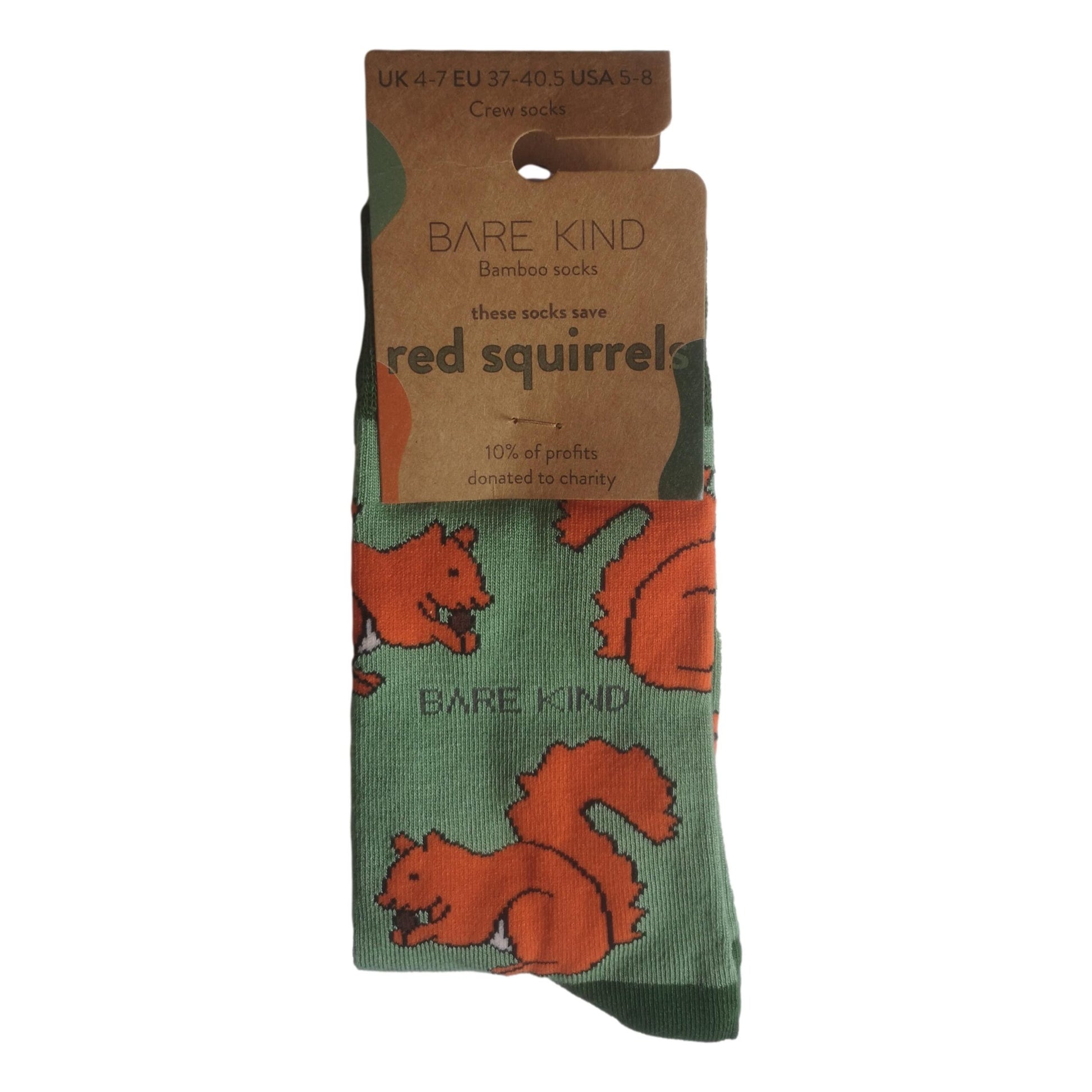 Save The Red Squirrels Green Unisex Novelty Ankle Socks Adult UK Size 4-7 image 1