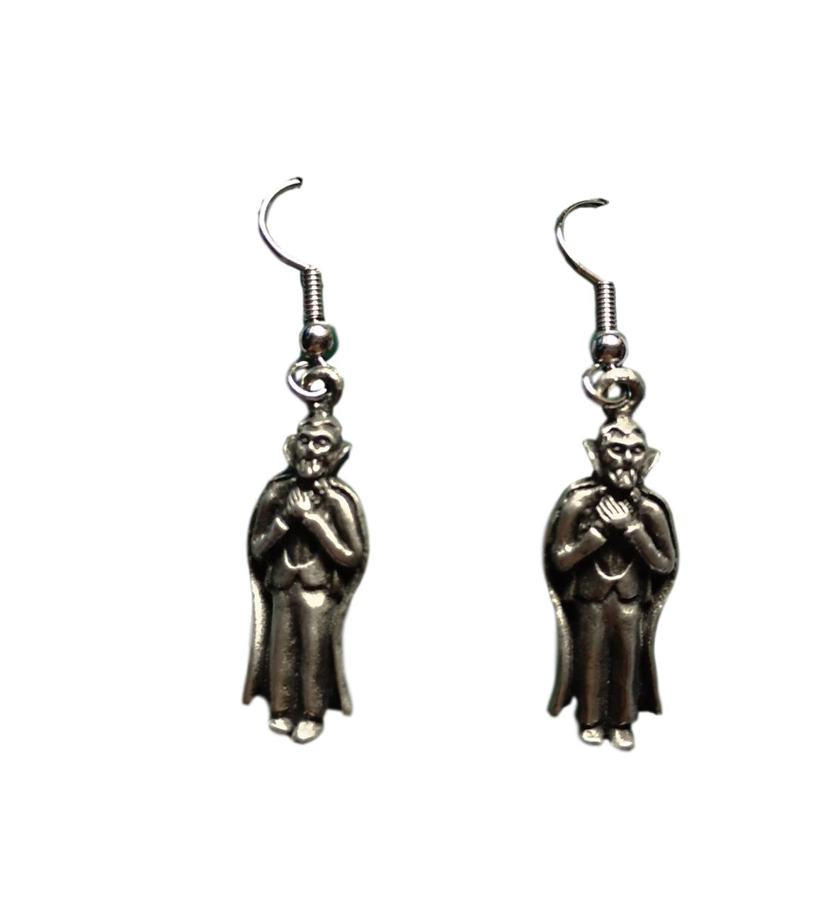 Dracula Vampire pewter metal drop earrings image 0