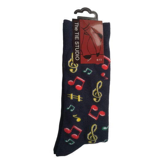Music Clefs, Notes and Sharps Unisex Novelty Ankle Socks Adult Size 6-11 image 0