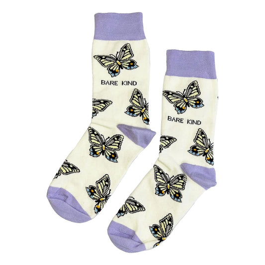Save The Swallowtail Butterflies Cream Unisex Novelty Ankle Socks Adult UK Size 7-11 image 0