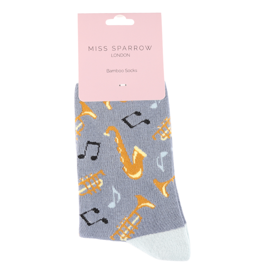 Jazz Band on Denim Womens Novelty Ankle Socks Adult One Size image 1