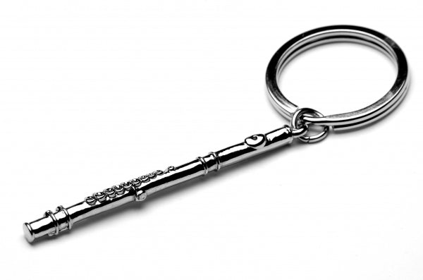 Flute polished silver-plated keyring image 1