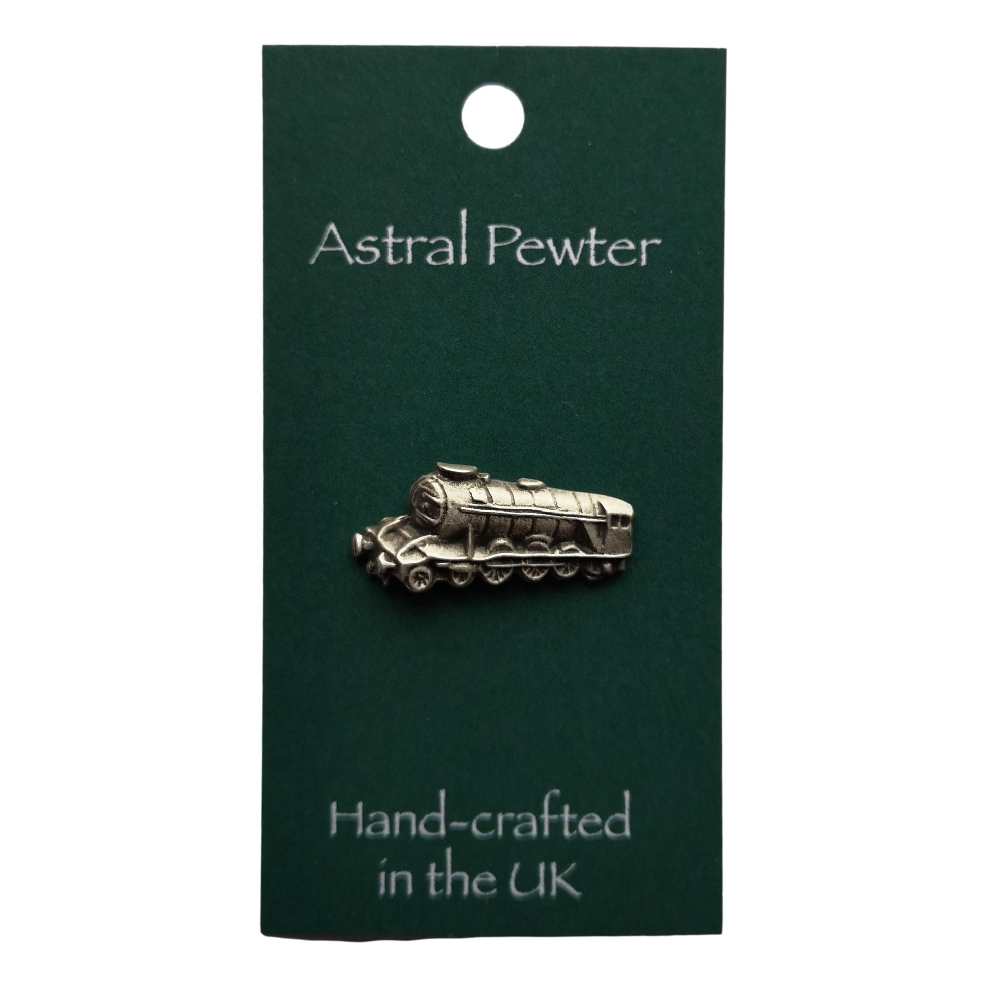 Flying Scotsman Steam Train shaped pewter lapel pin image 1