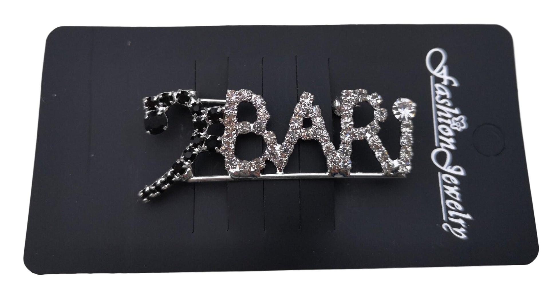 Bari Barbershop Bass Clef style diamante crystal pin brooch image 1