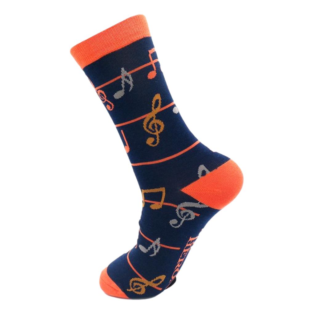 Treble Clefs and Music Notes Jazz Navy Mens Novelty Ankle Socks Adult One Size image 1