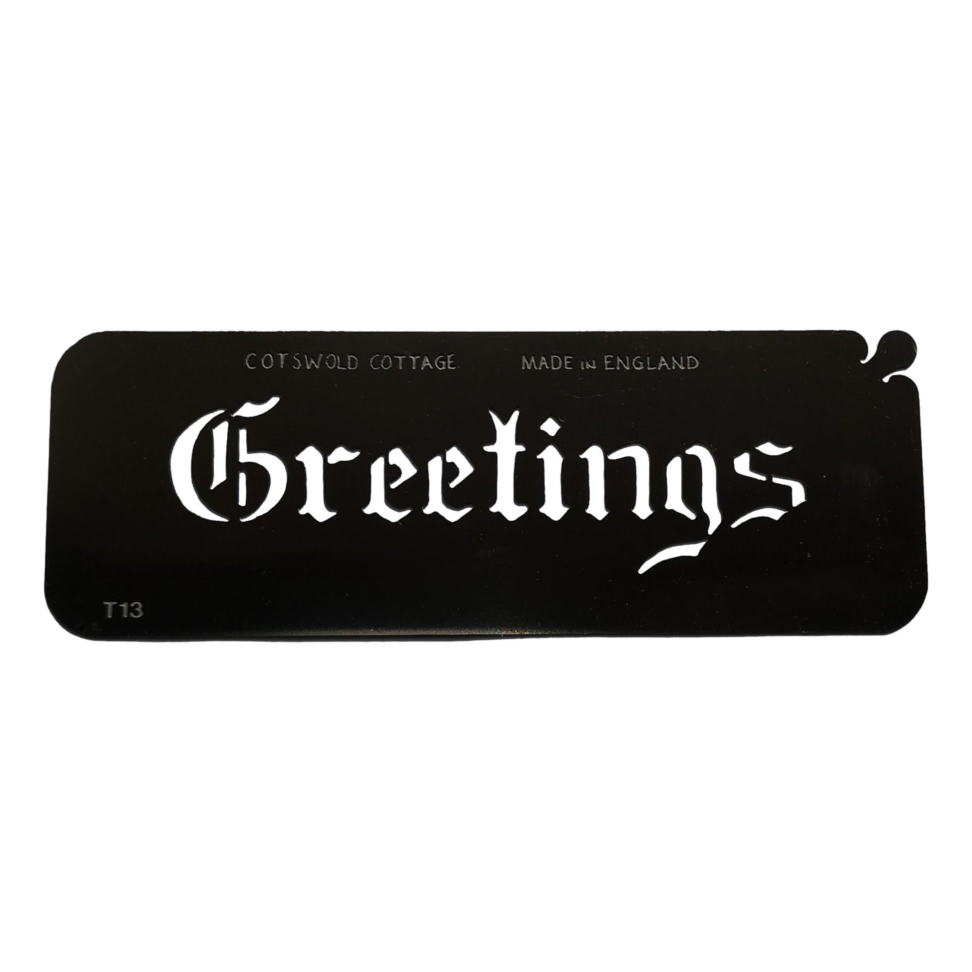 Stainless steel T13 Greetings cake decorating / card making stencil image 0