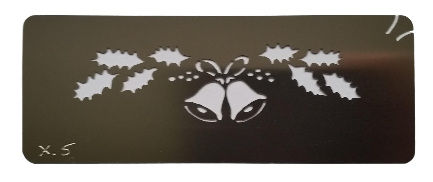 Stainless Steel Holly and bells X5 cake decorating / card making stencil image 0