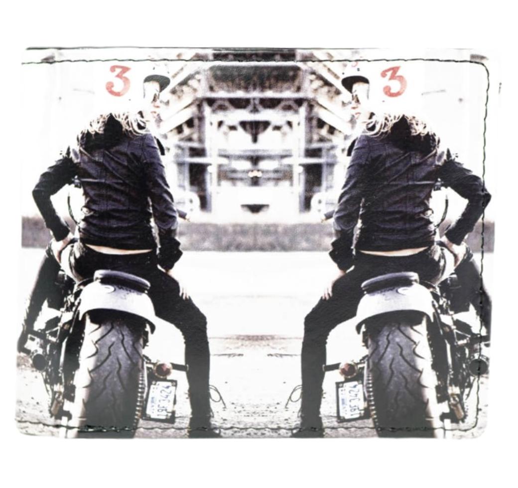 Motor Biker Girl Gents Leatherette Wallet image 0