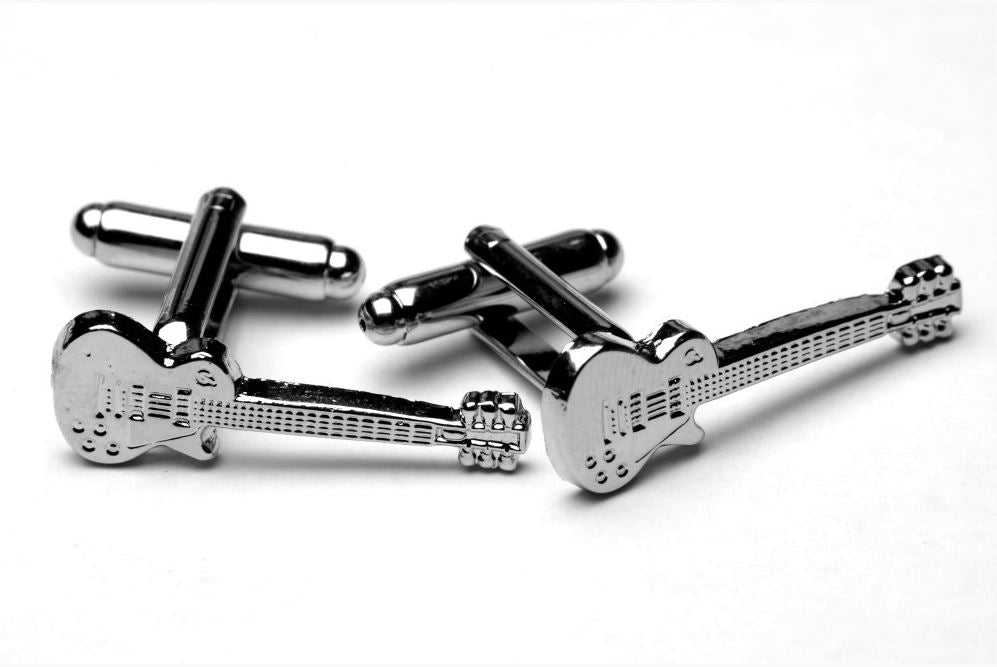 Les Paul Guitar silver-plated cufflinks image 0