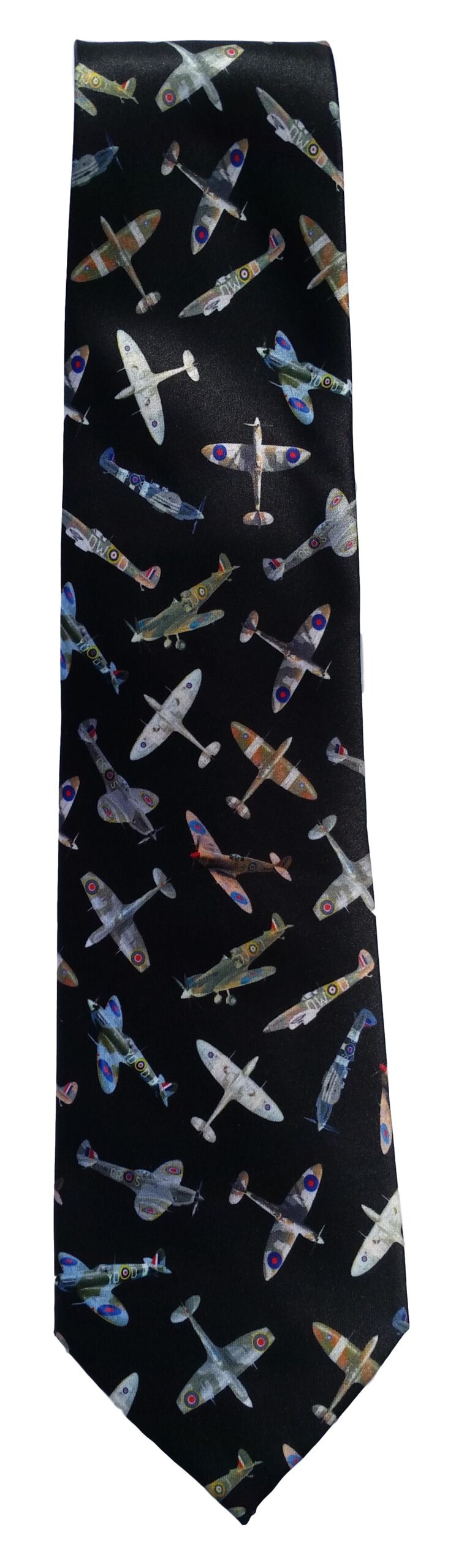 RAF Spitfires on Black Sleeved Polyester Novelty Tie image 0
