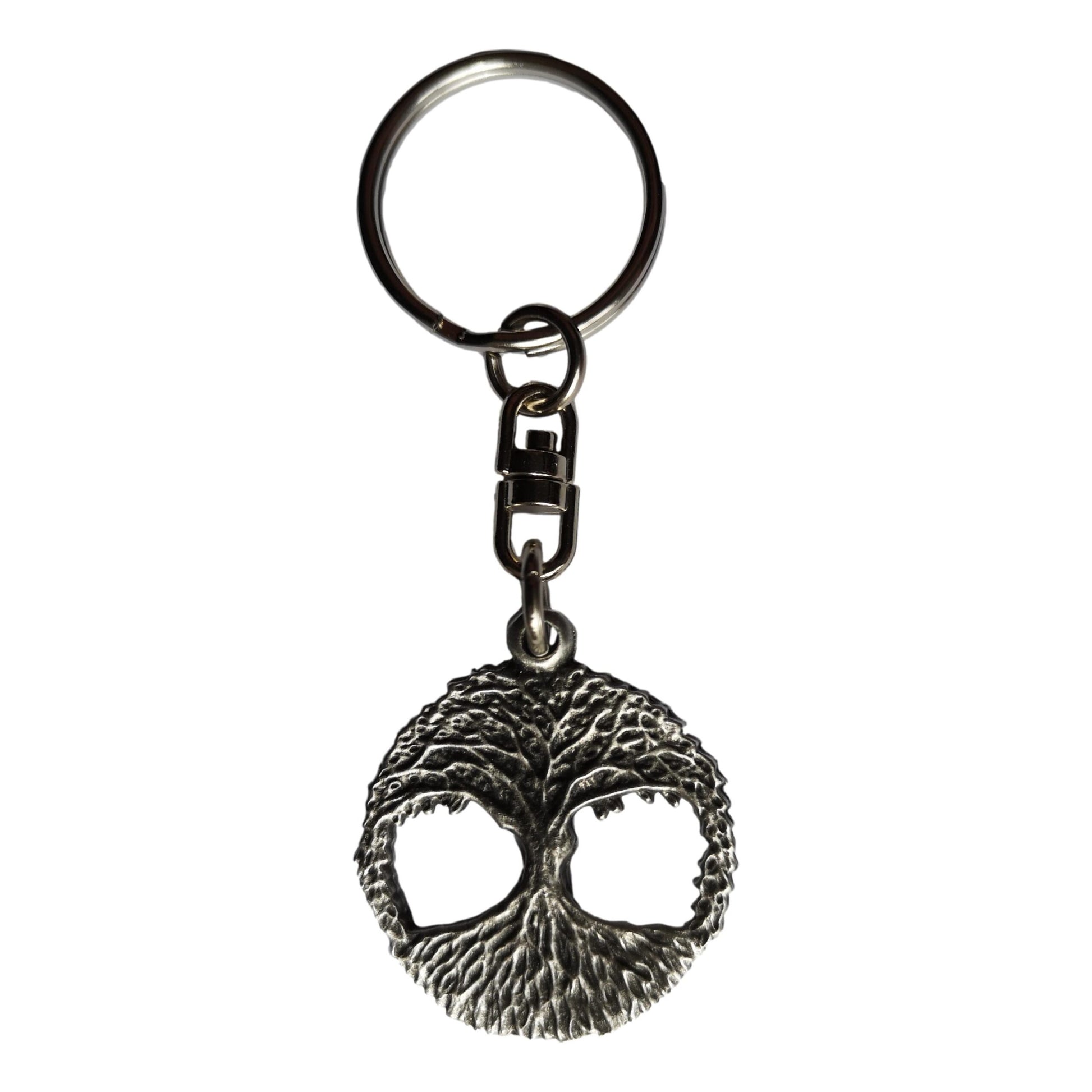 Encircled Tree of Life pewter metal keyring image 0