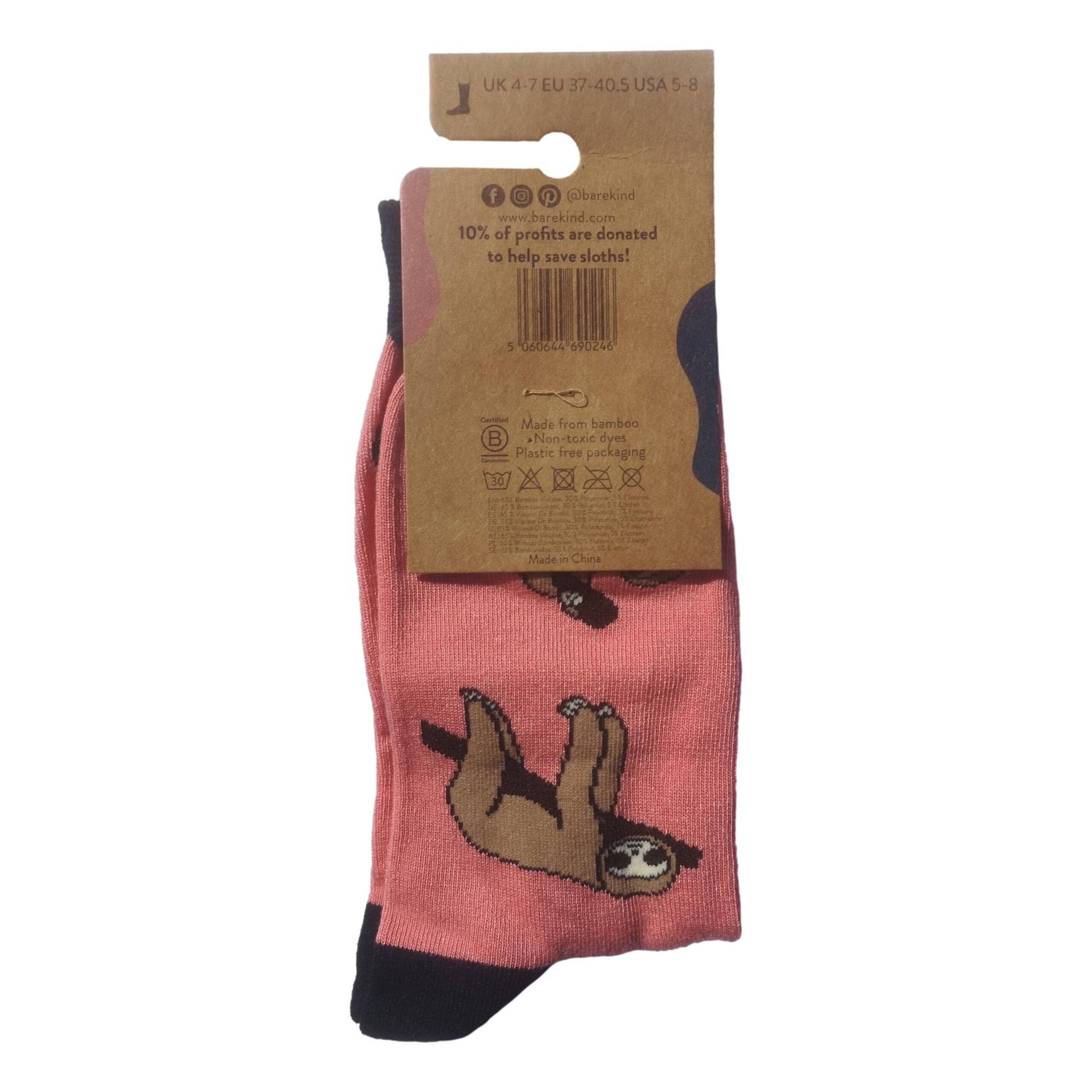 Save The Sloths Pink Novelty Ankle Socks Adult UK Size 4-7 image 2