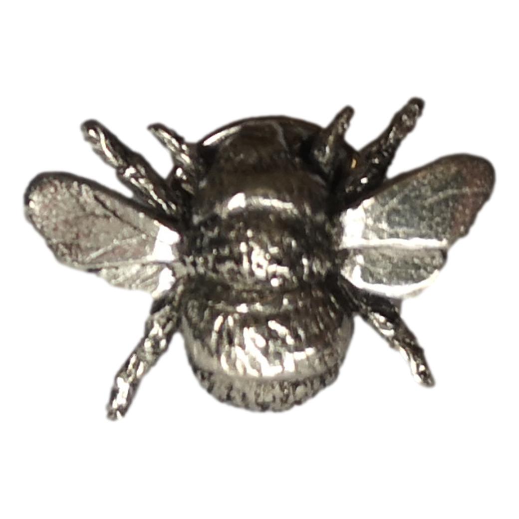 Bee Insect polished pewter metal lapel pin image 0