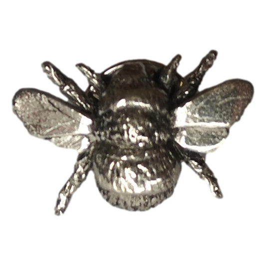 Bee Insect polished pewter metal lapel pin image 0