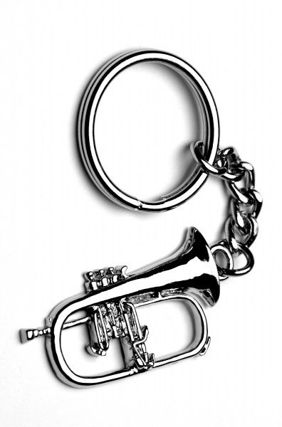 Flugel Horn polished silver-plated keyring image 1