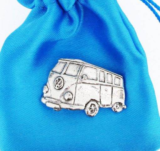 Classic Camper polished pewter metal lapel pin badge image 1