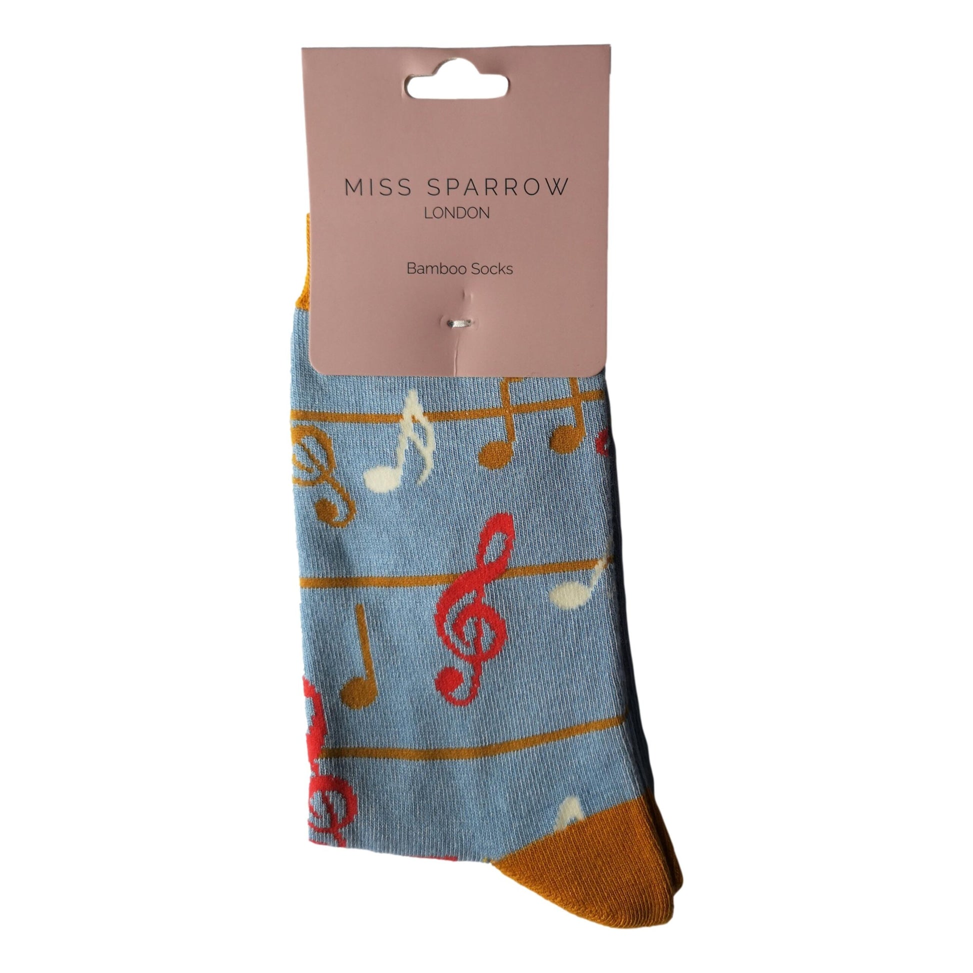 Treble Clefs and Music Notes Jazz Powder Blue Womens Novelty Ankle Socks Adult One Size image 1