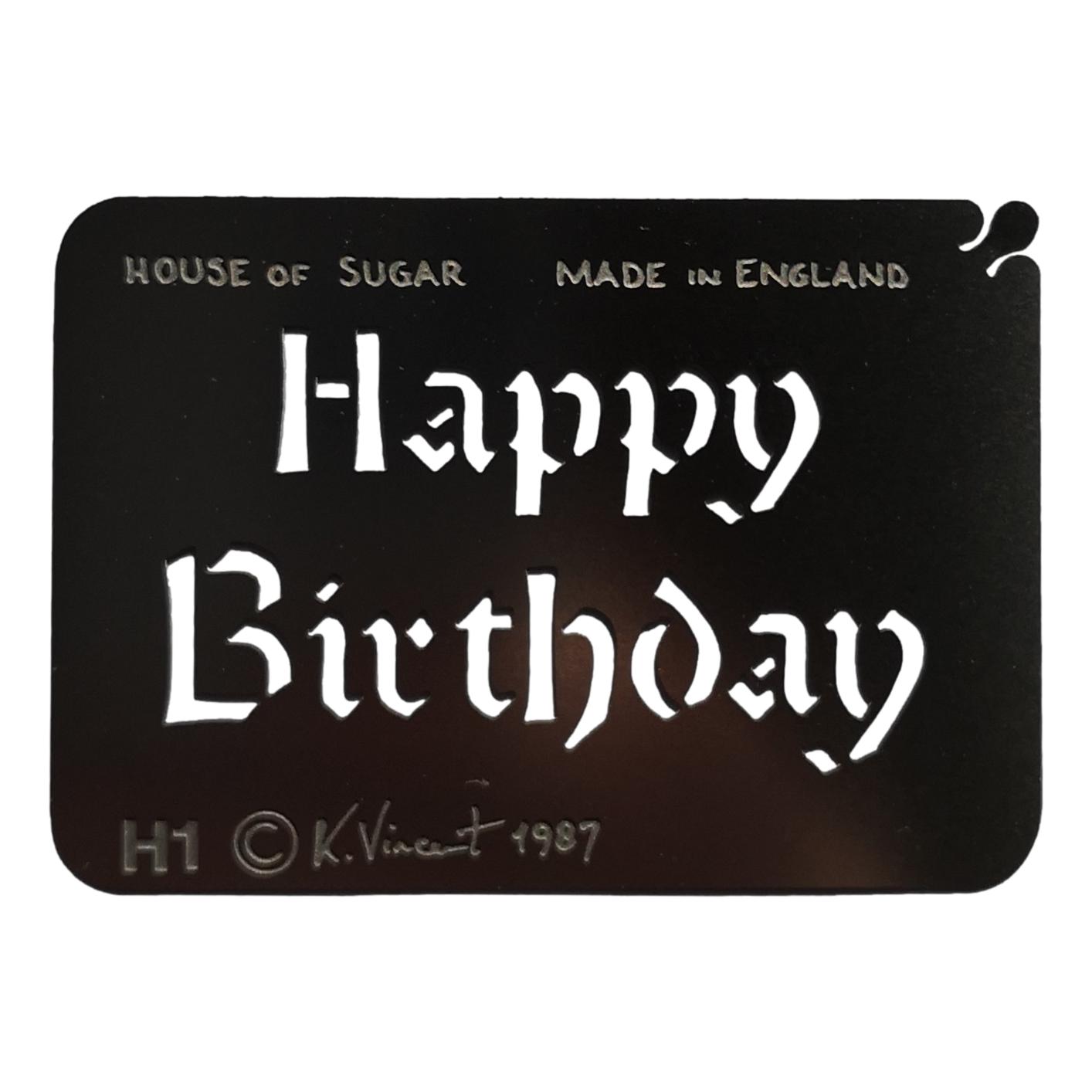 Stainless steel H1 Happy Birthday cake decorating / card making stencil image 0
