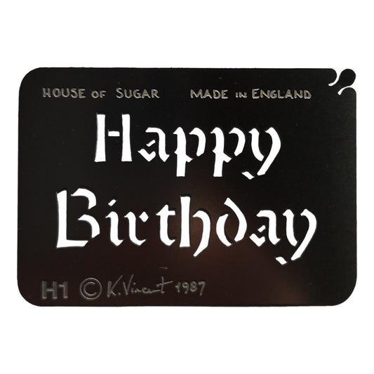 Stainless steel H1 Happy Birthday cake decorating / card making stencil image 0