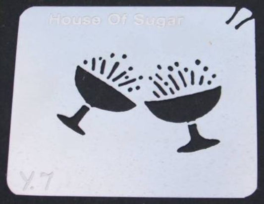 Stainless steel Y7 Champagne Glasses cake decorating / card making stencil image 0