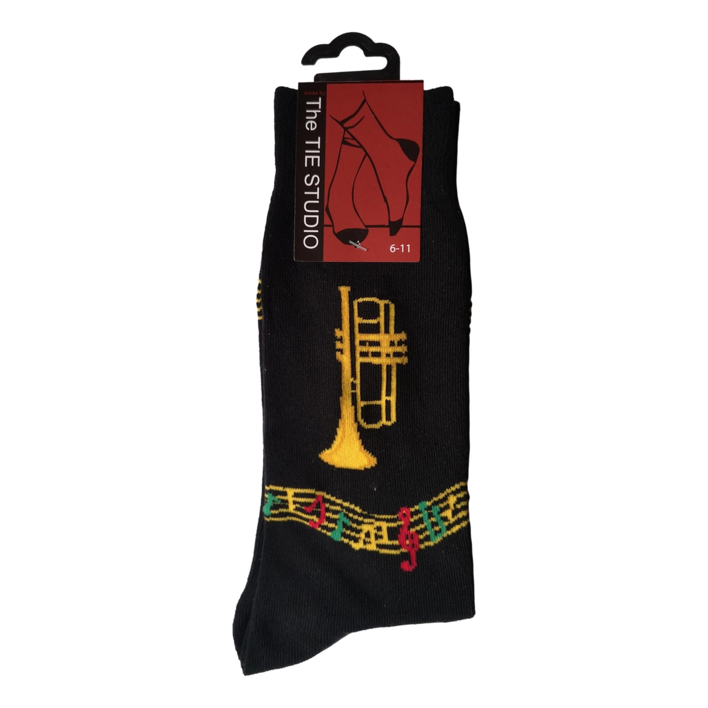 Brass Gold Trumpet and Music Stave Unisex Novelty Ankle Socks Adult Size 6-11 image 0
