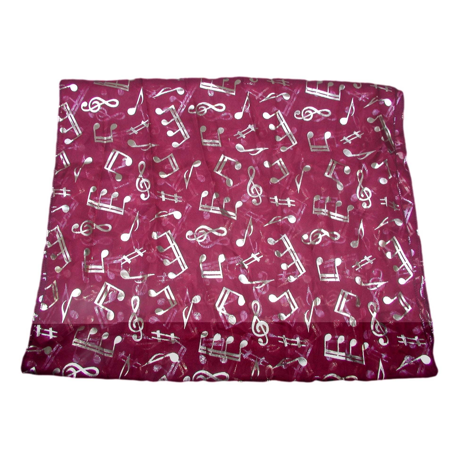 Treble Clef & Music Notes gold/silver reversible burgundy scarf image 0