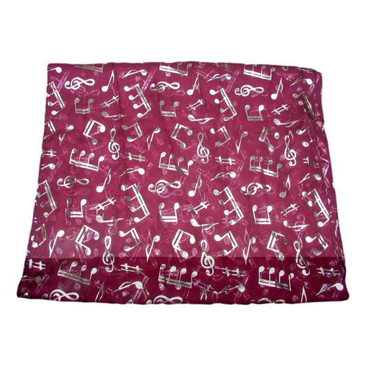 Treble Clef & Music Notes gold/silver reversible burgundy scarf image 0