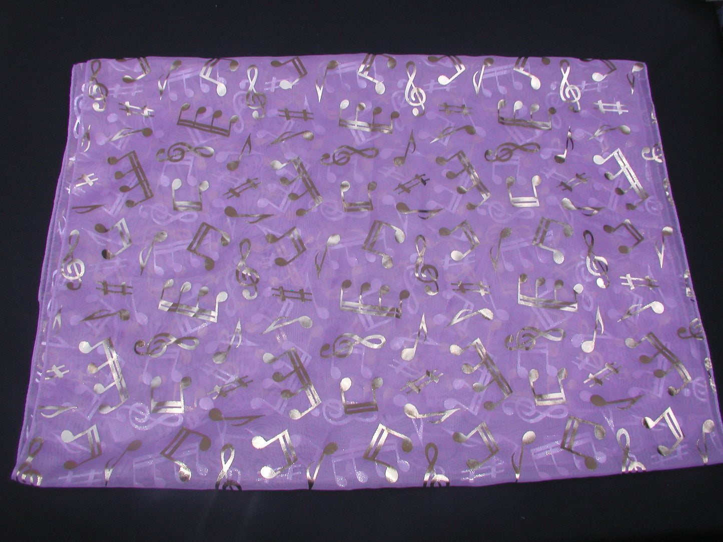 Treble Clef & Music Notes gold/silver reversible lilac scarf image 1