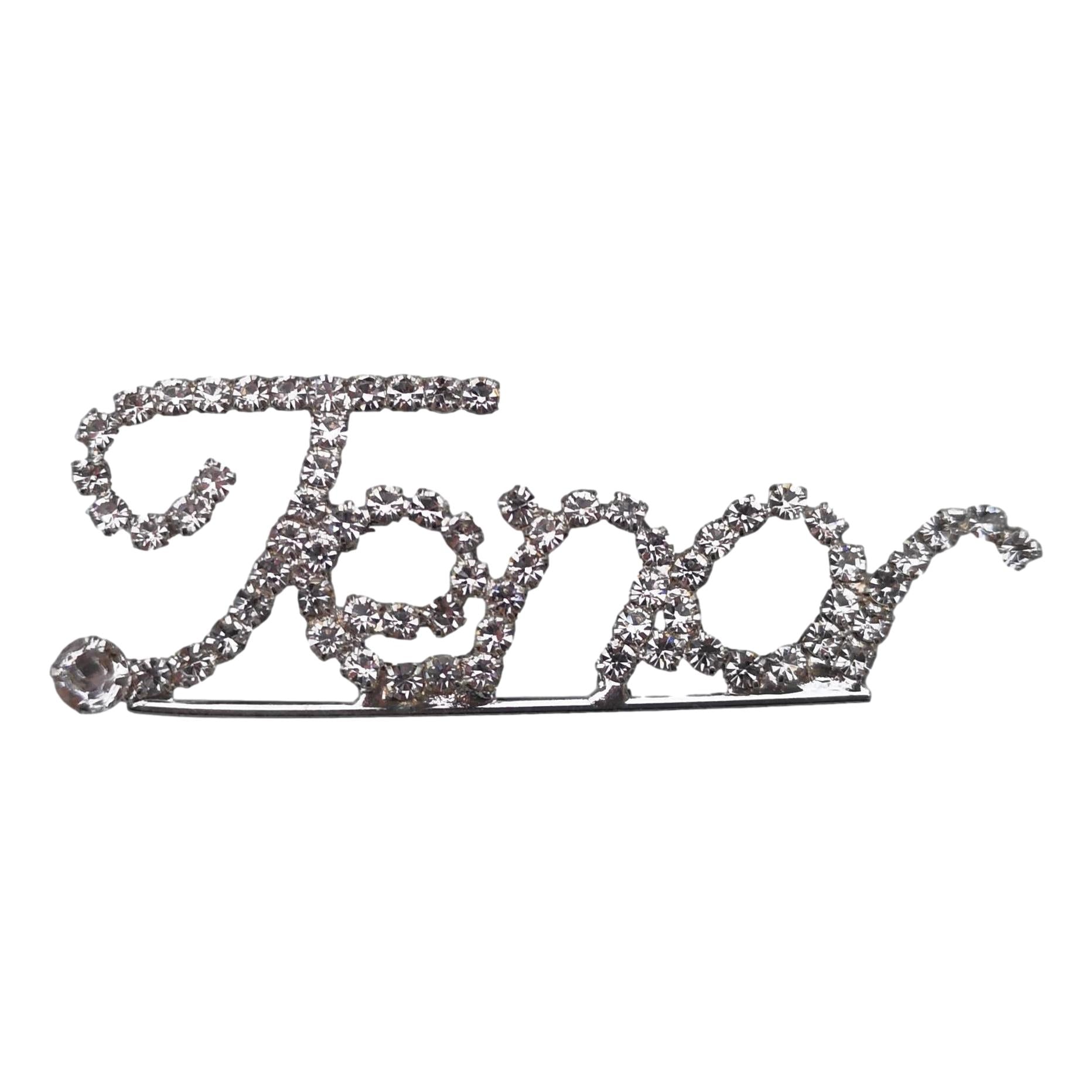 Tenor Barbershop script style diamante crystal pin brooch image 0