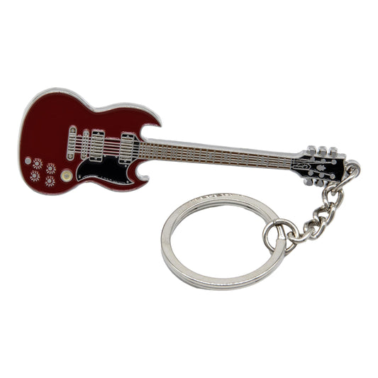 Angus Young (AC/DC) Replica Electric Guitar polished silver-plated keyring image 0
