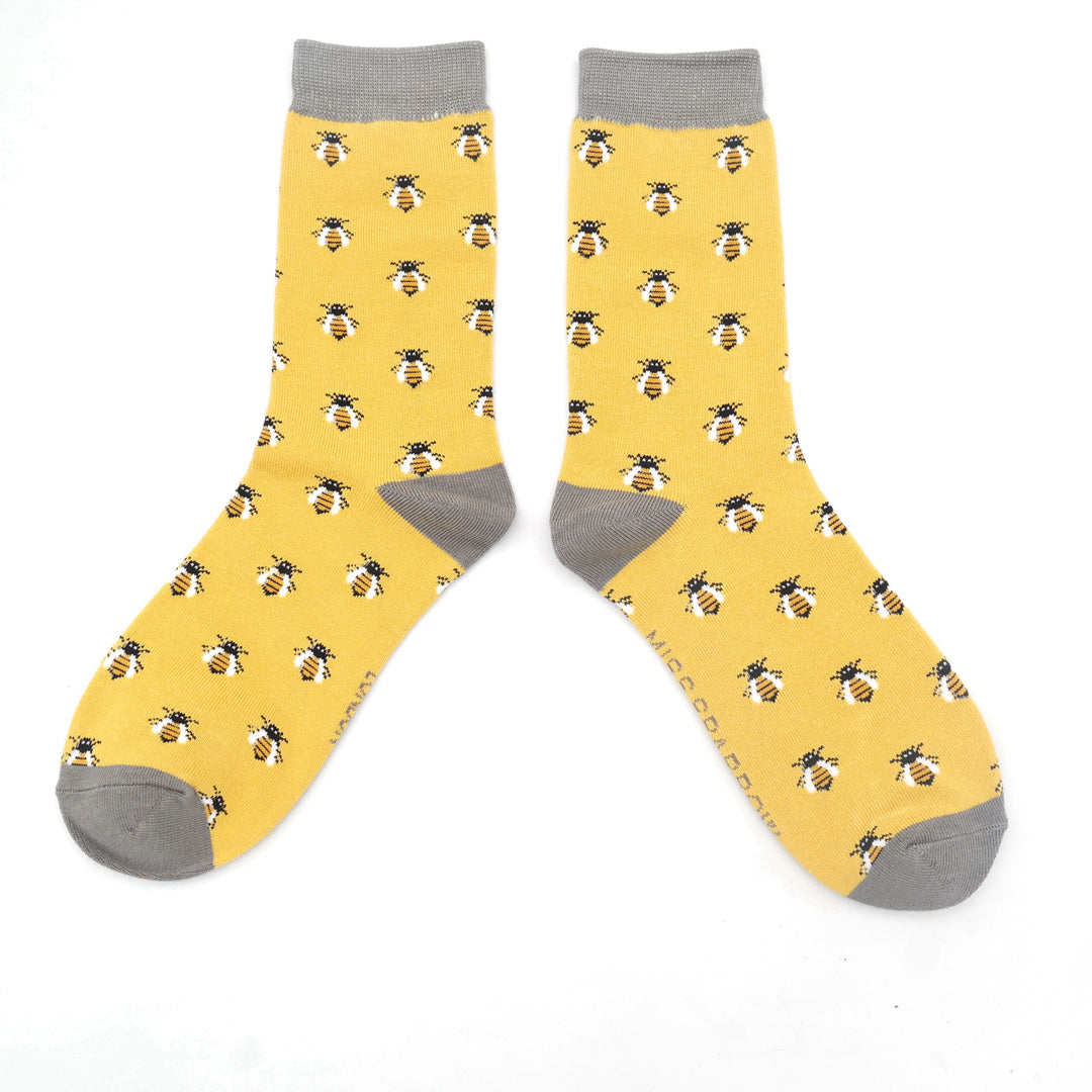 Honey Bees on Yellow Ladies Novelty Ankle Socks Adult One Size image 0
