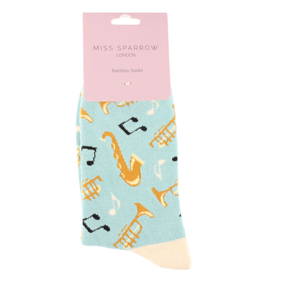 Jazz Band on Aqua Womens Novelty Ankle Socks Adult One Size image 3