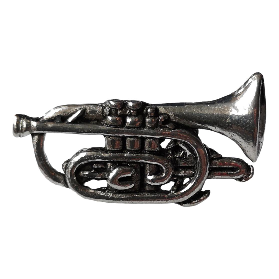 Cornet polished pewter metal lapel pin image 0