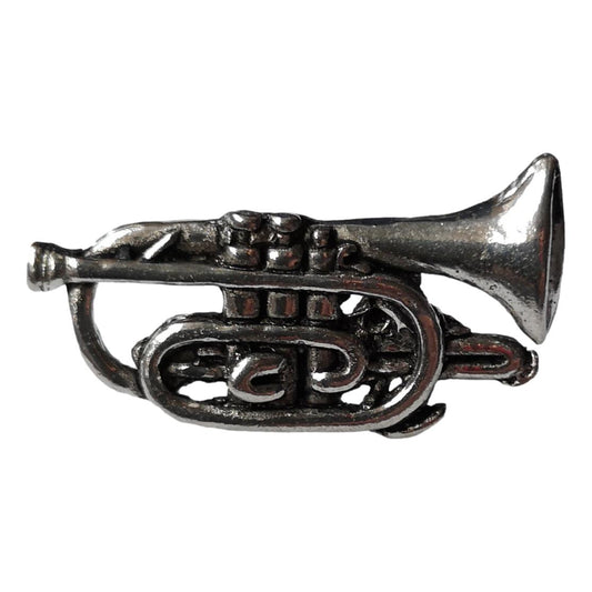 Cornet polished pewter metal lapel pin image 0