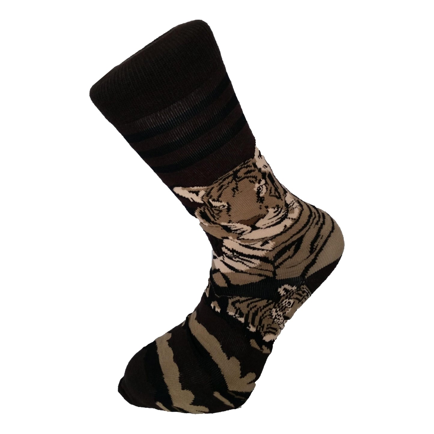 Tiger lying down brown Unisex Novelty Ankle Socks Adult Size 6-11 image 0