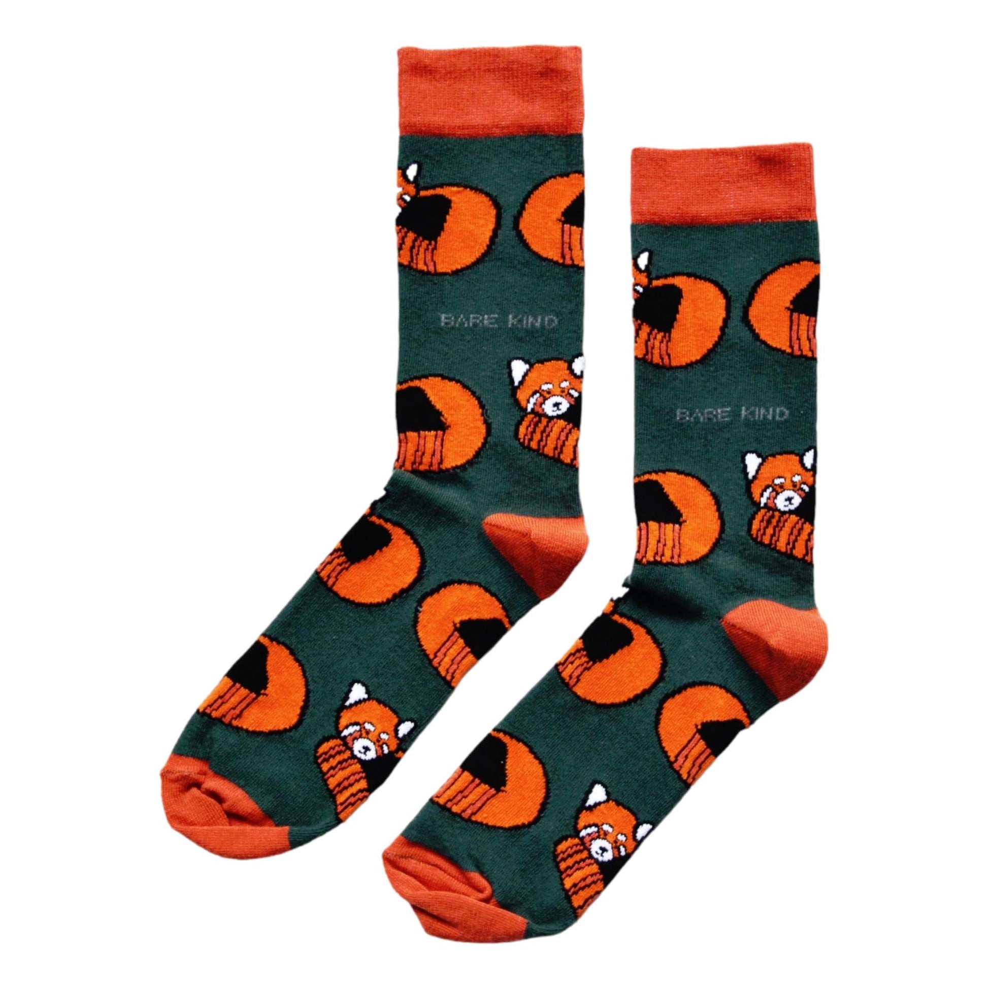 Save The Red Pandas Green Unisex Novelty Ankle Socks Adult UK Size 7-11 image 0