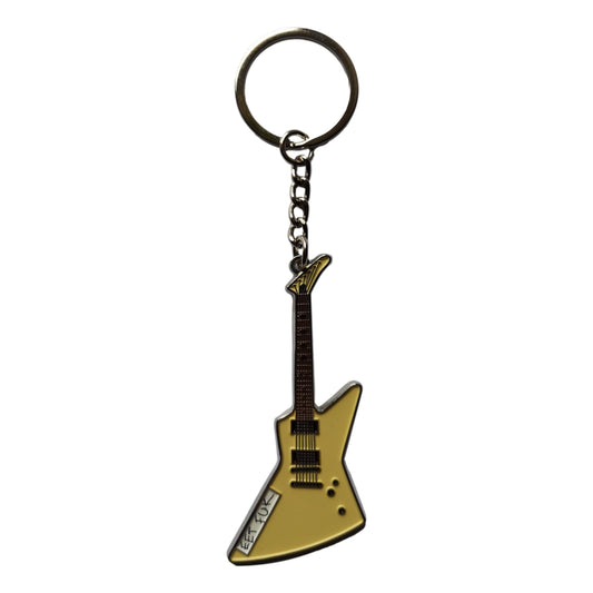 James Hetfield ESP Eet Fuk Explorer Guitar shaped silver-plated keyring musician gift image 0